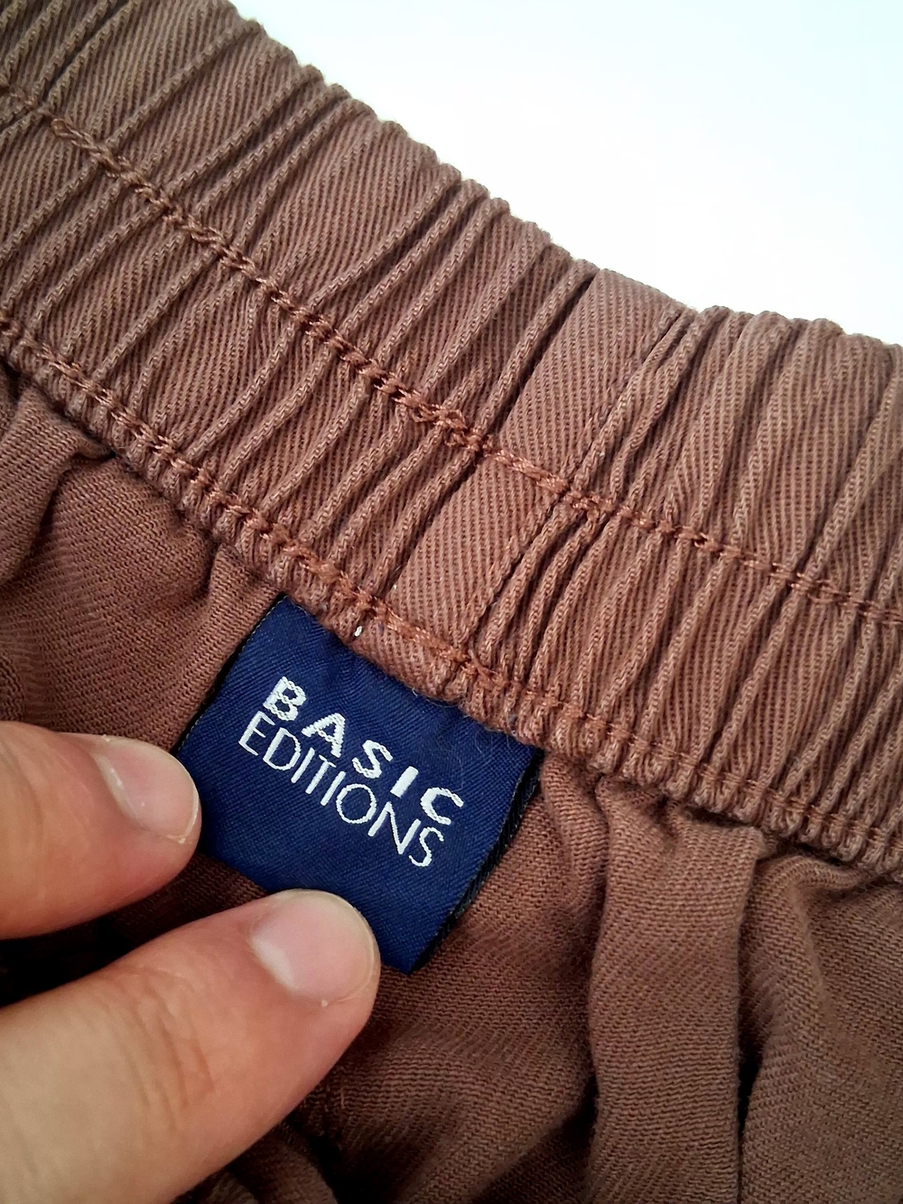 BASIC EDITIONS Brown Straight-Leg Elastic Waist Pant Size Large - Picture 8 of 10